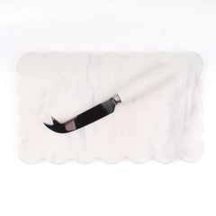 8 Oak Lane Scalloped Marble Cheese Board with Knife