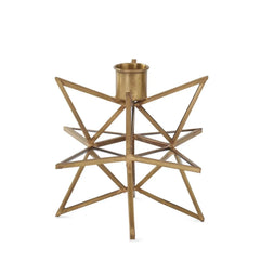 3-Dimensional Gold Metal & Glass Star Taper Holder