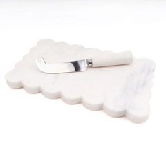 8 Oak Lane Scalloped Marble Cheese Board with Knife