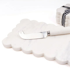 8 Oak Lane Scalloped Marble Cheese Board with Knife