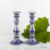 8 Oak Lane Blue Chinoiserie Candlestick Set - Large