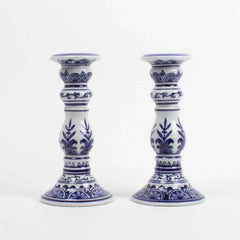 8 Oak Lane Blue Chinoiserie Candlestick - Small