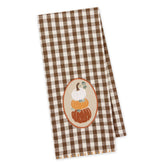 Autumn Pumpkin Stack Embellished Dishtowel