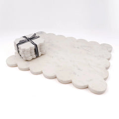 8 Oak Lane Scalloped Marble Coaster Set of 4