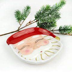 8 Oak Lane Red Santa Dessert Plate