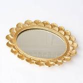 8 Oak Lane Gold Scalloped Oval Mirrored Vanity Tray