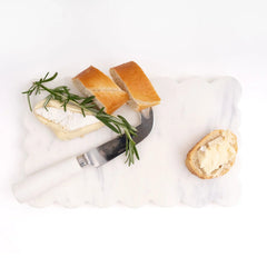 8 Oak Lane Scalloped Marble Cheese Board with Knife