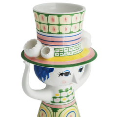 Bjørn Wiinblad Lady with Hat Vase, Green, H: 9.6''