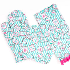 8 Oak Lane Mahjong Stripe Oven Mitt Set