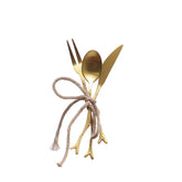 Appetizer Utensils with Twig Shaped Handles, Gold, Set of 3
