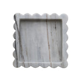 8" Square Marble Scalloped Tray - Grey Melange