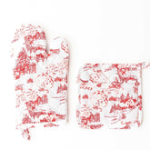8 Oak Lane Santa Toile Oven Mitt Set