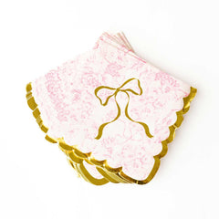 8 Oak Lane Pink Bow Toile Paper Beverage Napkin Packs