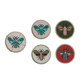Beaded Round Glass Coasters, set of 4