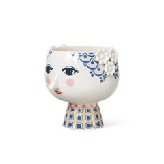 Bjørn Wiinblad Eva Flower Pot on Base, Blue, H: 8.3"