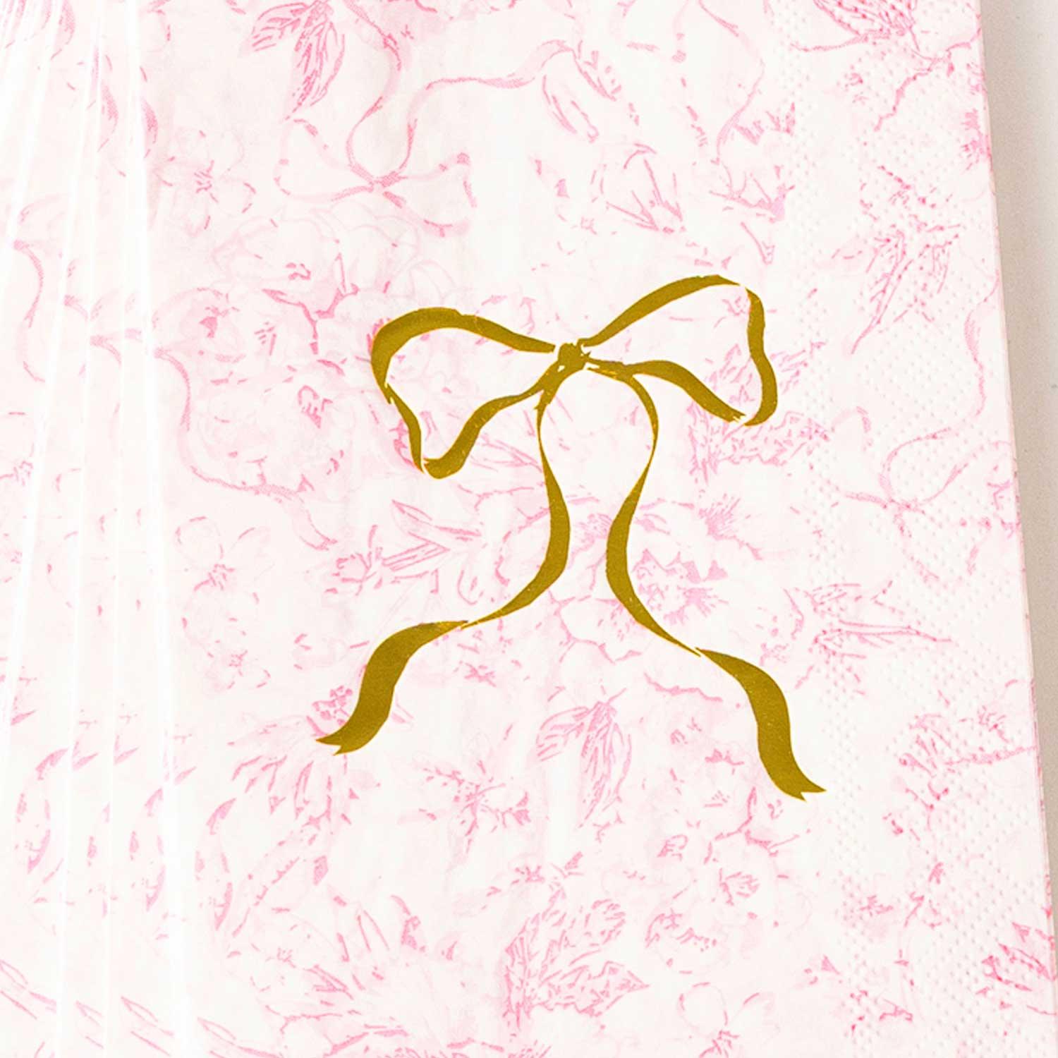 8 Oak Lane Pink Bow Toile Paper Guest Towel Packs