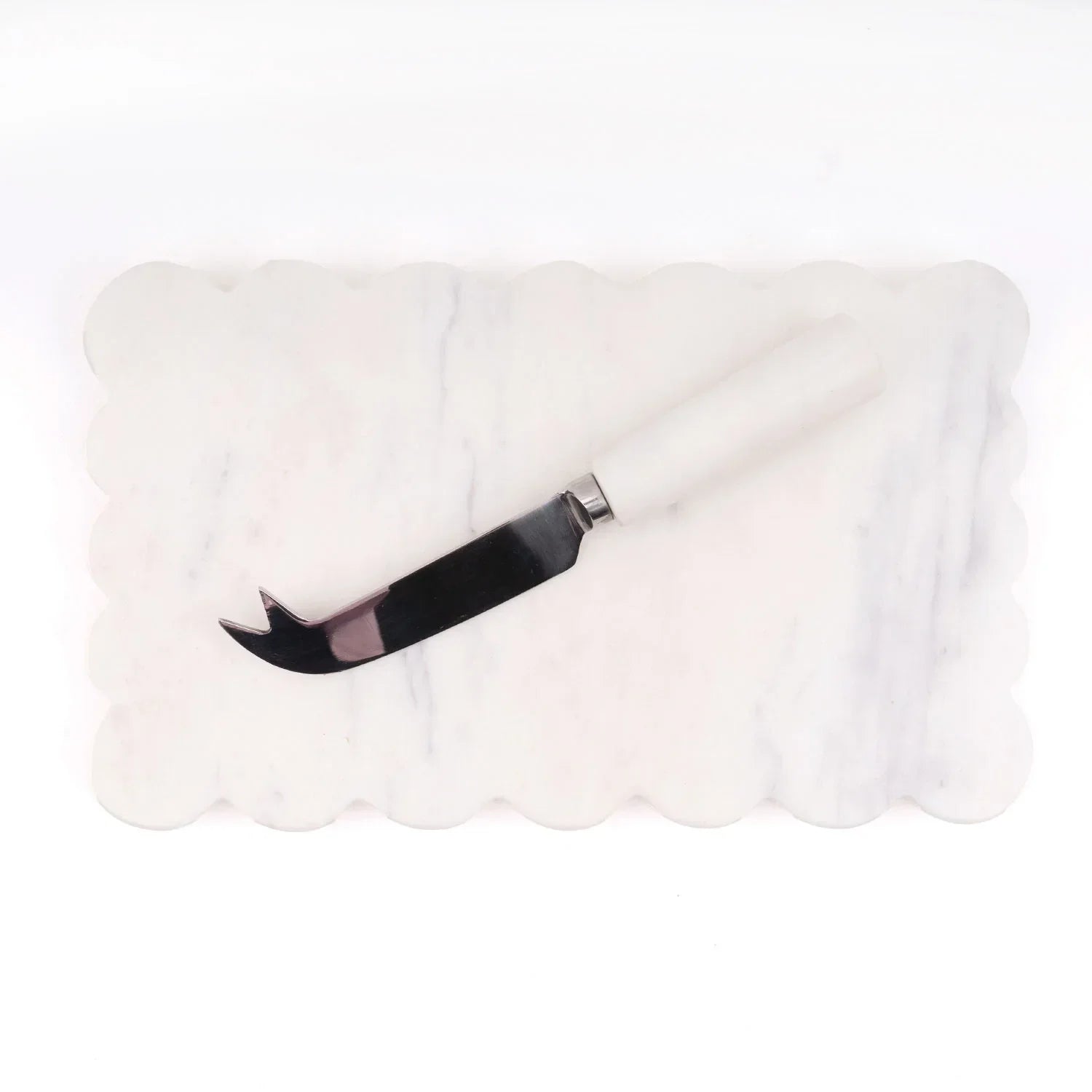 8 Oak Lane Scalloped Marble Cheese Board with Knife