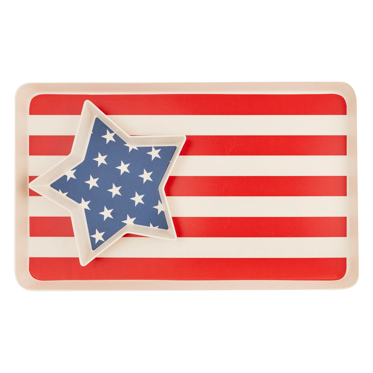 American Flag Stacked Reusable Bamboo Serving Tray Set