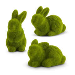 Assorted Medium Green Mossy Flocked Bunnies