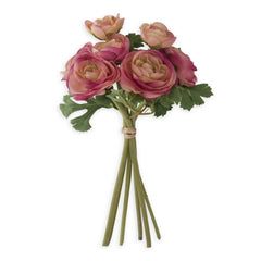10" Pink Ranunculus Bundle w/Flocked Stems