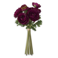 10" Dark Purple Ranunculus Bundle w/Flocked Stems