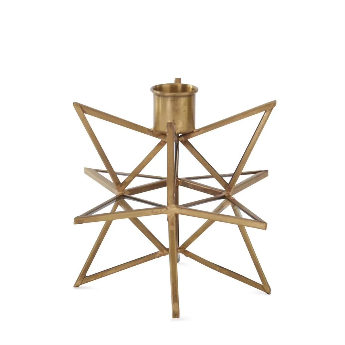 3-Dimensional Gold Metal & Glass Star Taper Holder