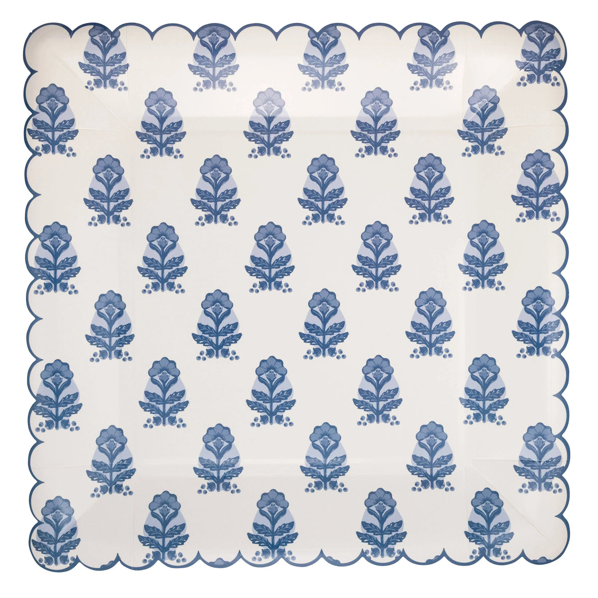 Blue Flower Block Print 10" Plate