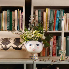 Bjørn Wiinblad Eva Flower Pot on Base, Blue, H: 8.3"
