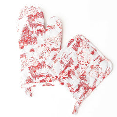 8 Oak Lane Santa Toile Oven Mitt Set