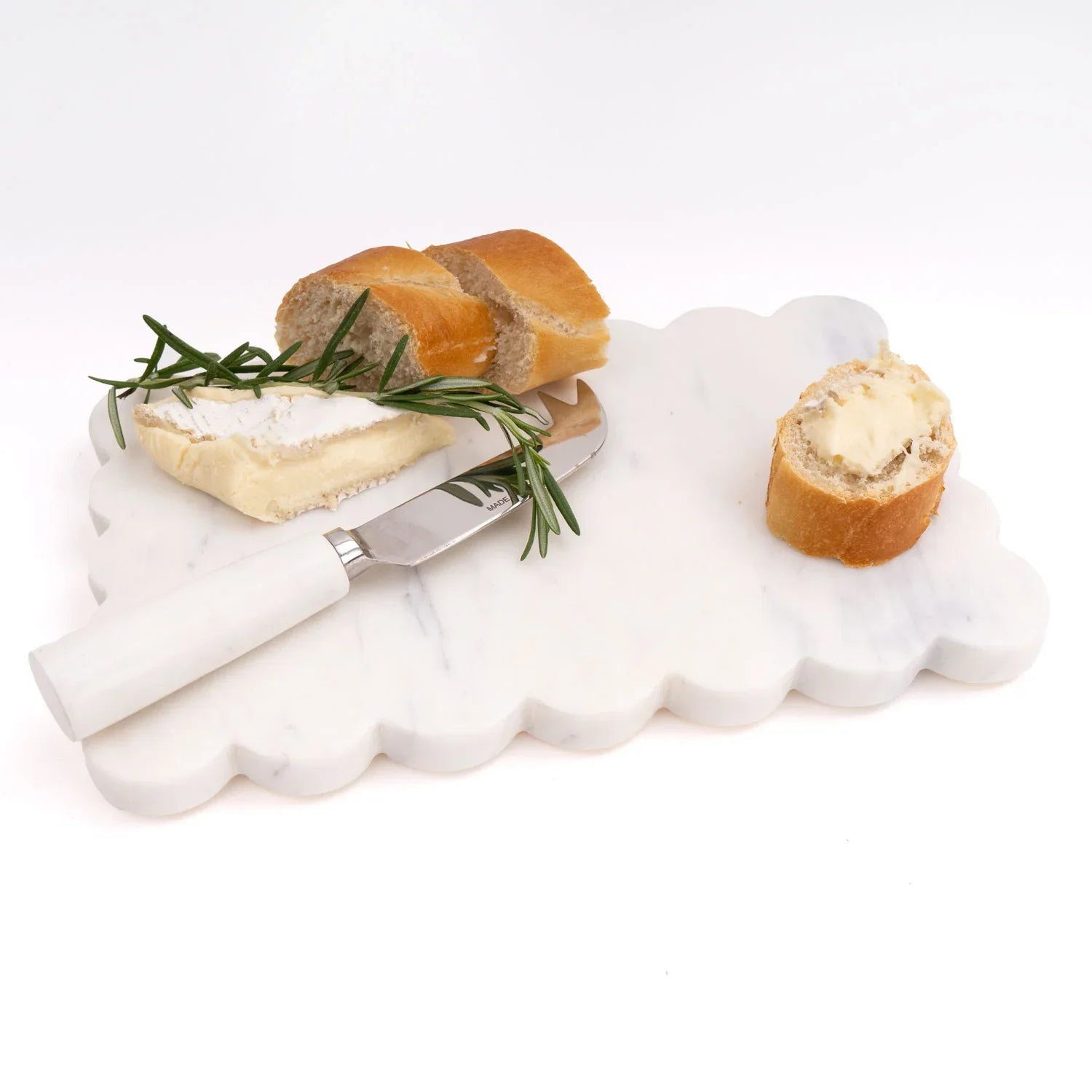 8 Oak Lane Scalloped Marble Cheese Board with Knife