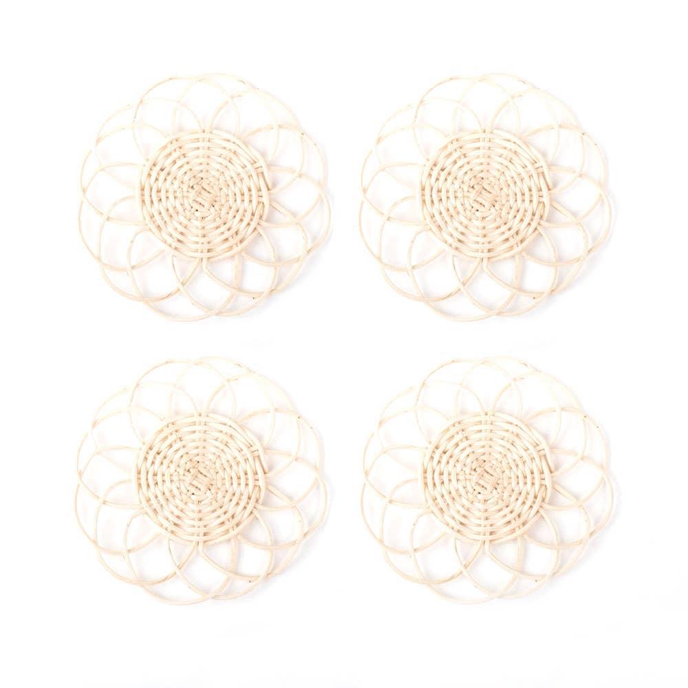 8 Oak Lane Natural Rattan Coaster Set