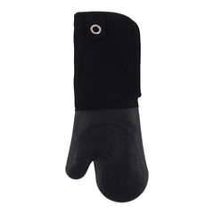 17" Black Silicone Oven Mitt with Grommet