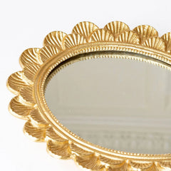 8 Oak Lane Gold Scalloped Oval Mirrored Vanity Tray