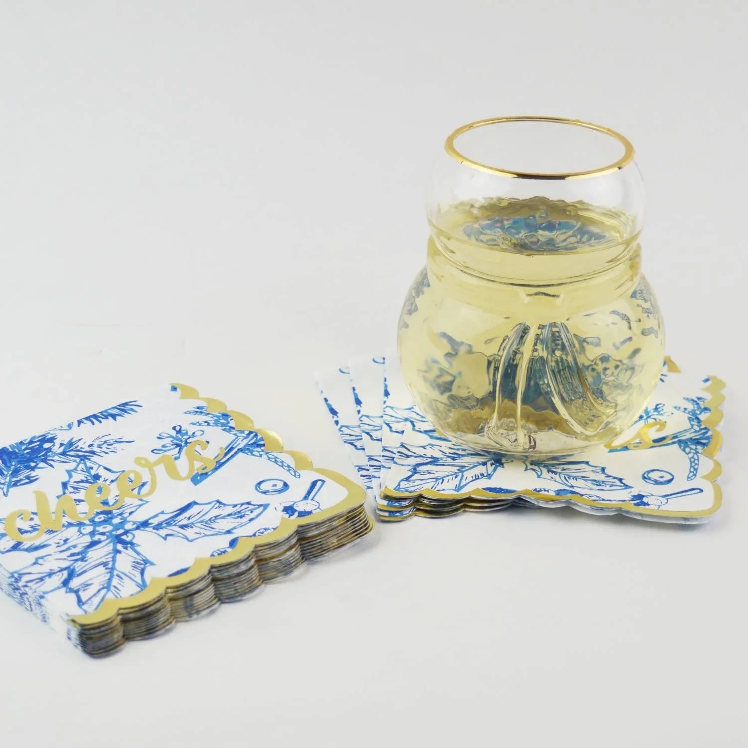 8 Oak Lane Blue Foliage Paper Beverage Napkin Packs