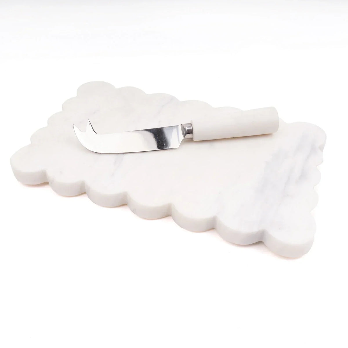 8 Oak Lane Scalloped Marble Cheese Board with Knife