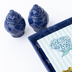 8 Oak Lane Navy Textured Beverage Napkin Tray