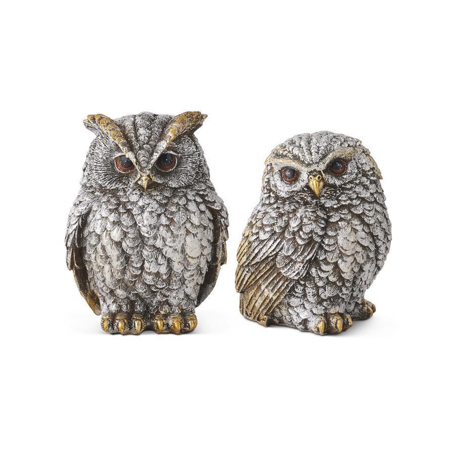 Assorted Silver and Gold Metallic Resin Owls