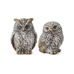 Assorted Silver and Gold Metallic Resin Owls
