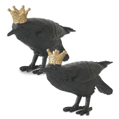 Black Resin Crows w/Gold Crown Black