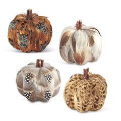 Assorted Feather Pumpkins - 4 Styles 3.25"