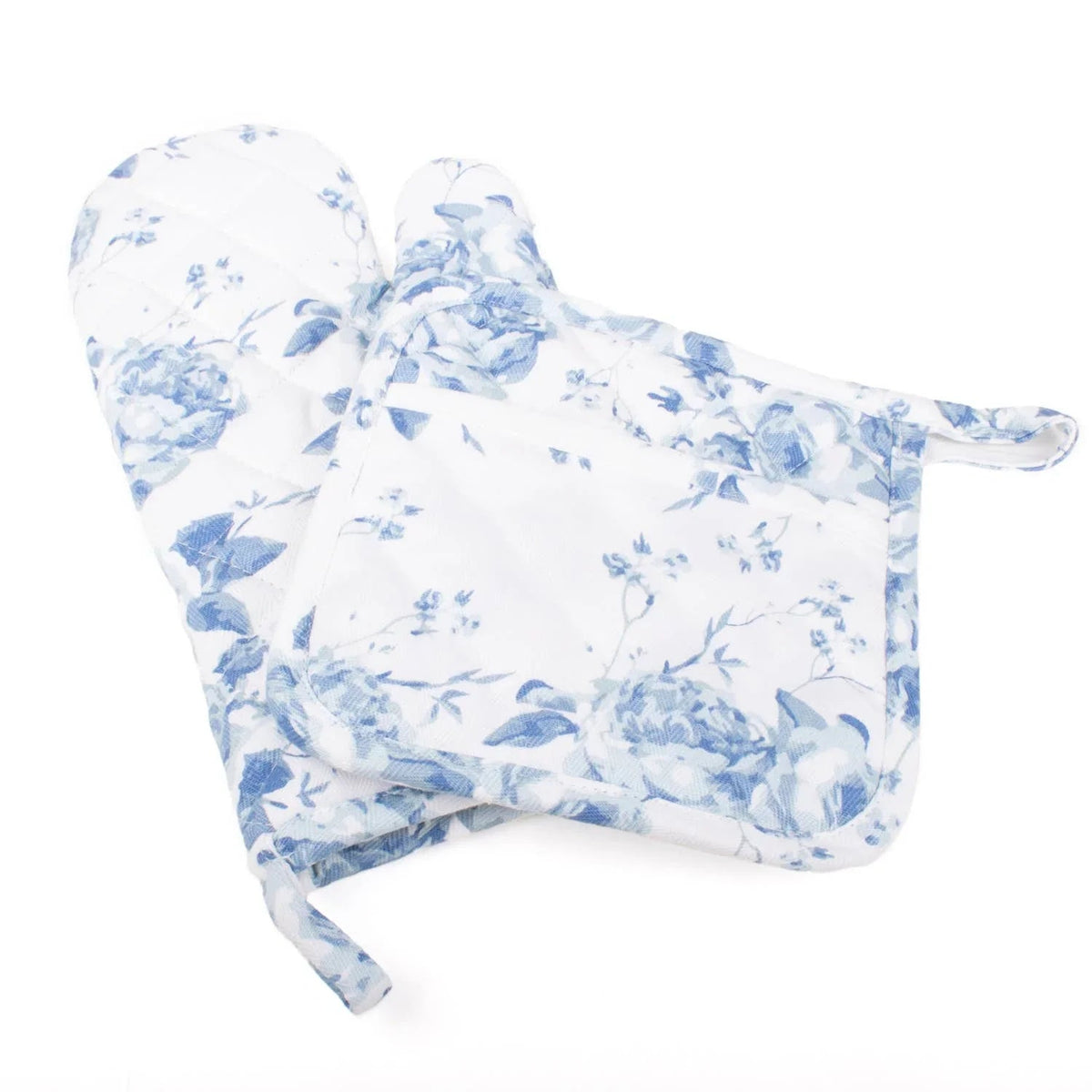 8 Oak Lane Blue Rose Oven Mitt Set