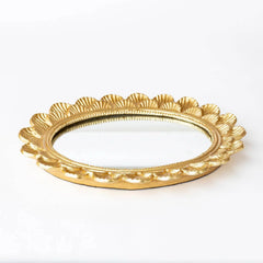 8 Oak Lane Gold Scalloped Oval Mirrored Vanity Tray