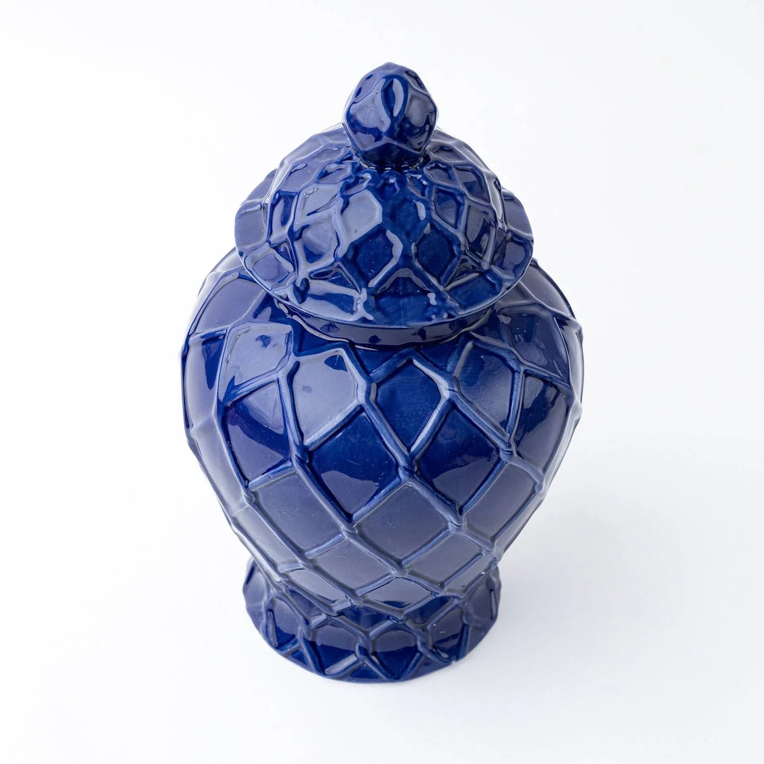 8 Oak Lane Navy Textured Ginger Jar - Large