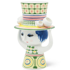 Bjørn Wiinblad Lady with Hat Vase, Green, H: 9.6''
