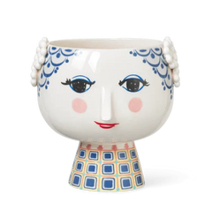 Bjørn Wiinblad Eva Flower Pot on Base, Blue, H: 8.3"