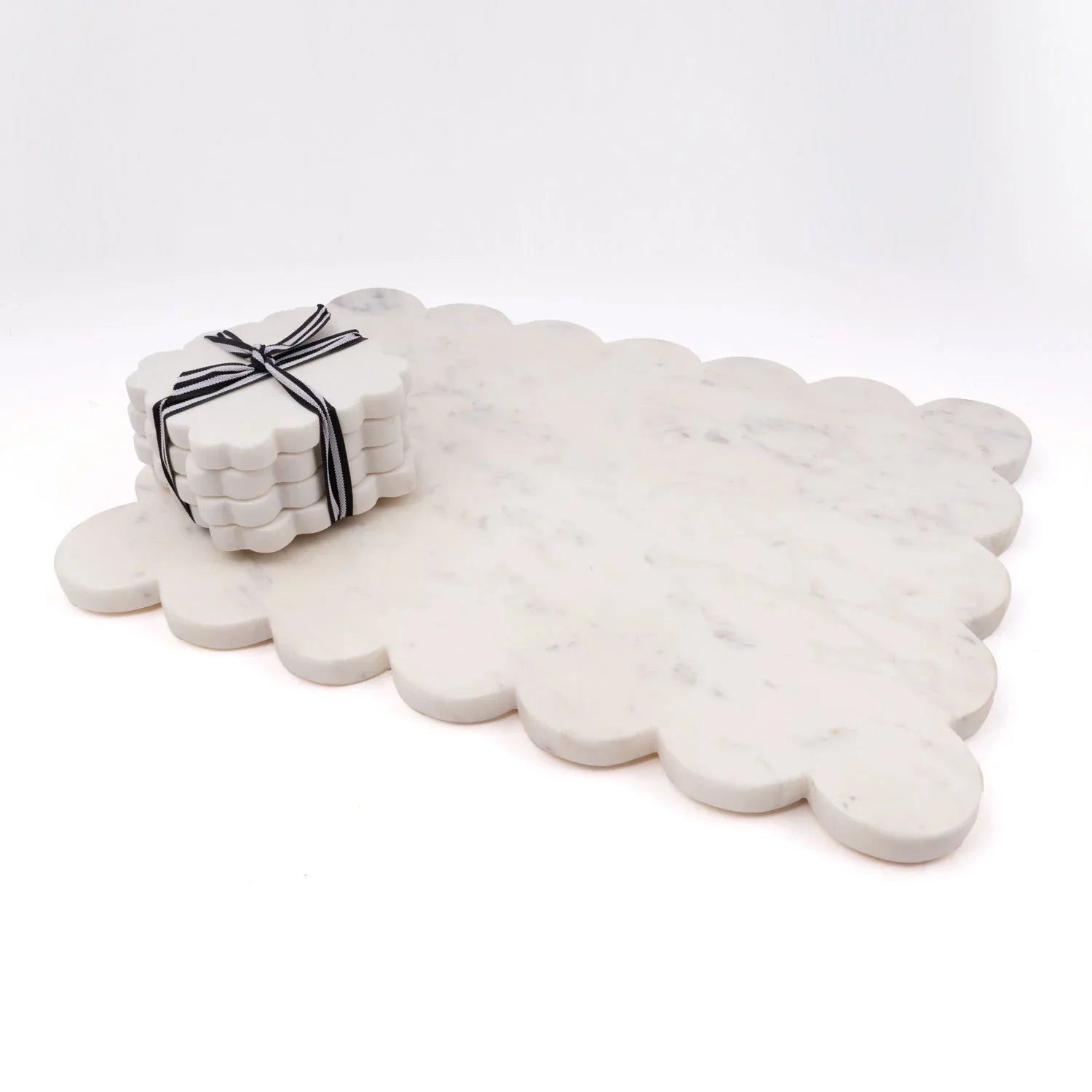 8 Oak Lane Scalloped Marble Coaster Set of 4