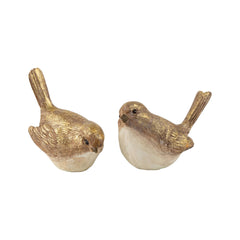 Assorted painted resin bird white,beige,gold,4x3in