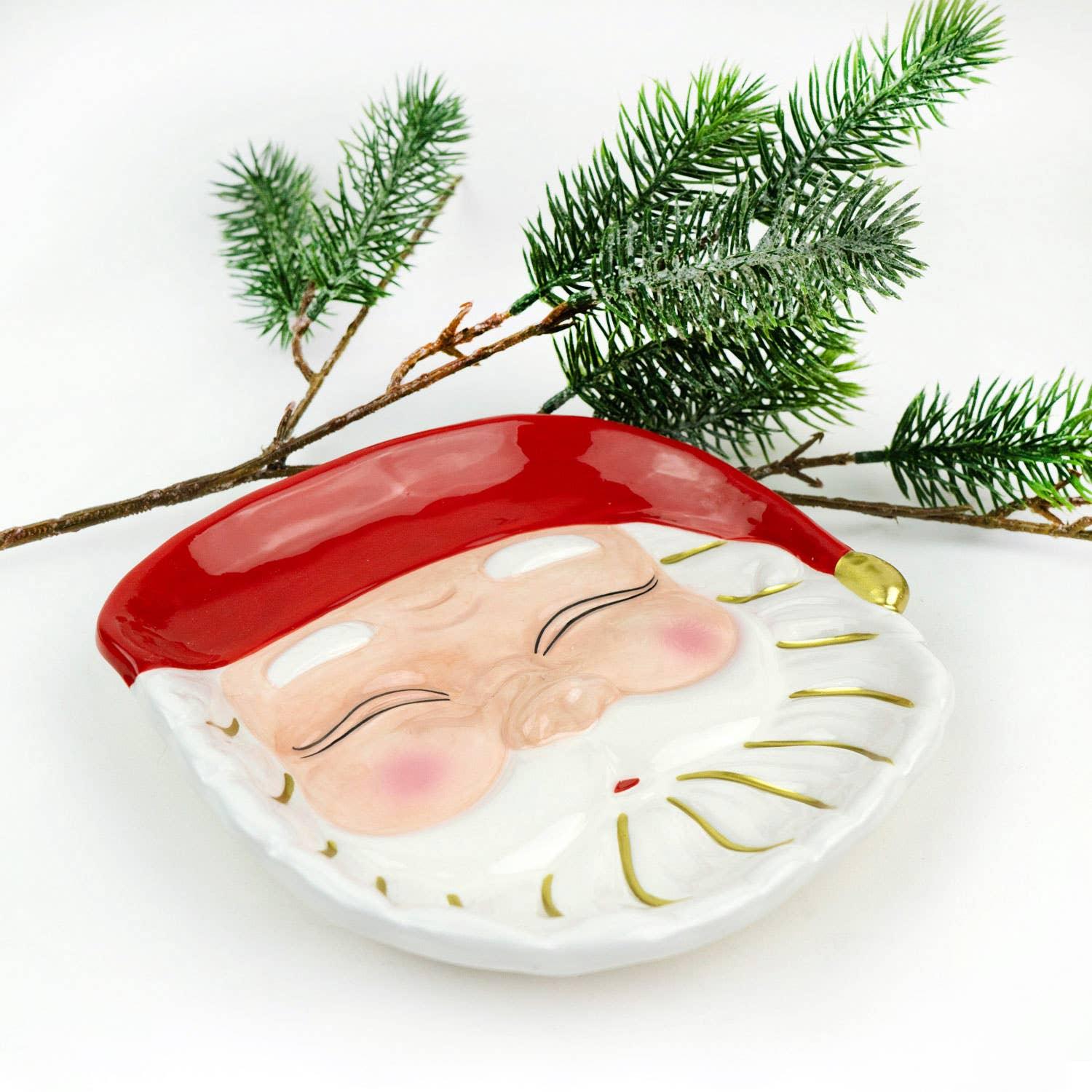 8 Oak Lane Red Santa Dessert Plate