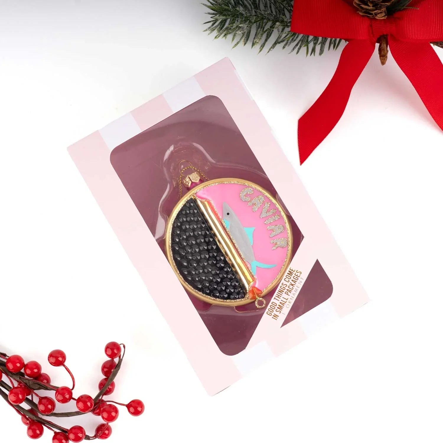 8 Oak Lane Caviar Boxed Glass Ornament