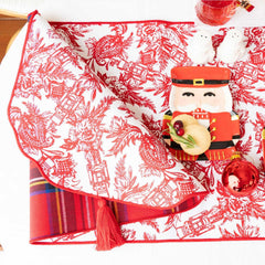 8 Oak Lane Nutcracker Toile Reversible Tassel Table Runner